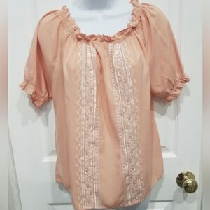 Peach Embroidered Women's Top